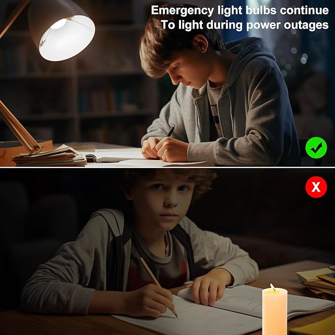 Ostwiki 10 Pack Rechargeable Emergency Light Bulbs,Battery Operated Backup Light Bulb for Power Outage Camping Outdoor Hurricane 9W E27 8500K 1200mAh White Self-Charging LED Light Bulbs