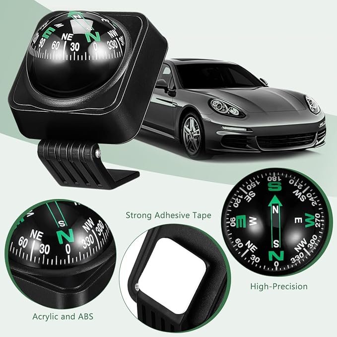 DOITOOL Car Compass Portable Auto Dashboard Ball Compass for Accurate Direction Navigation Suitable for Cars and Boats 2.59X2.16X2.16In