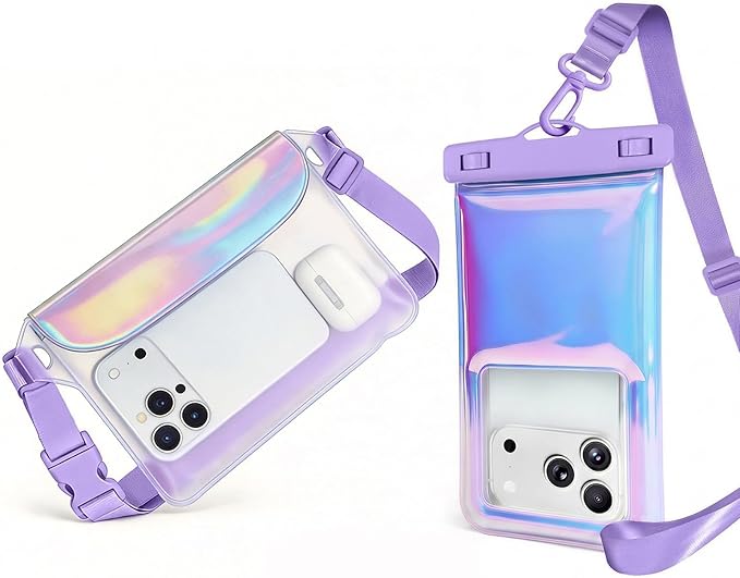 2-Pack IP68 Waterproof Phone Pouch & Fanny Pack:Waterproof Phone Case Fits Phones Up to 7" + Triple Seal Fanny Pack Holds All Phone Models（fits for iPhone)/passport/key, Vacation Essentials