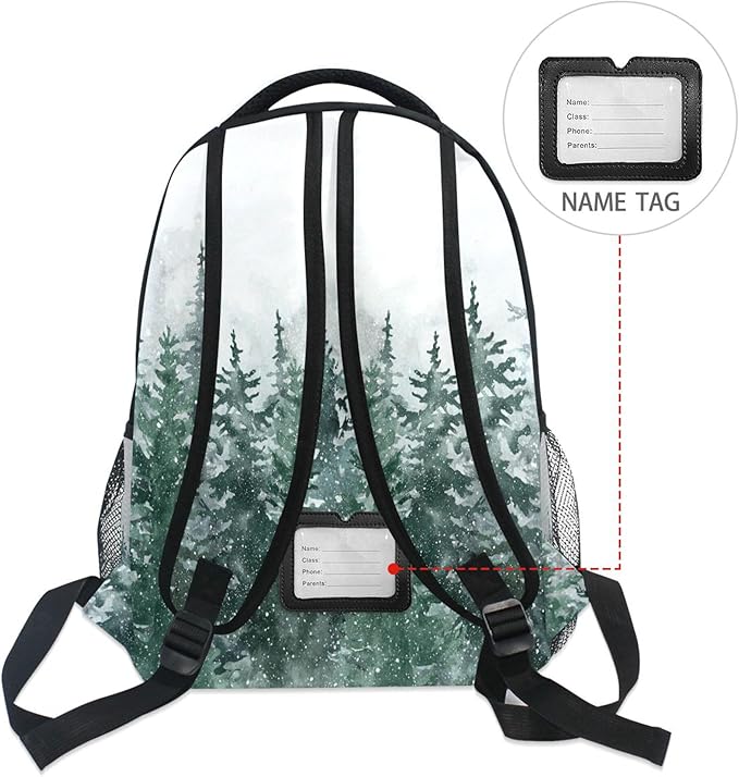 Winter Forest Kids Backpack Pinewood Tree School Backpacks Boy Girl Preschool Book Bag