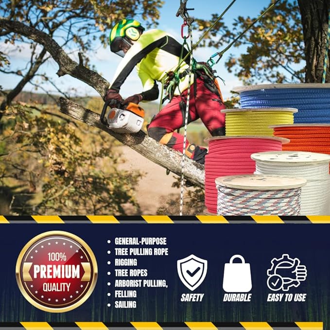 SGT KNOTS Arborist Double Braided Polyester Rope - Heavy Duty Tree Pulling Rope, Rigging, Tree Ropes, Arborist Pulling, Felling, Sailing, Industrial Rigging (0.625 in x 25 ft) Pink