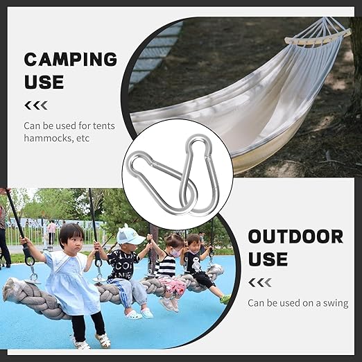 Carabiner, Heavy Duty Galvanized Steel Spring Snap Hook Carabiner Clips with 770LBS Holding Capacity, Ideal for Outdoor, Hammock, Swing and Travel (M10 4Inch, 15PCS)