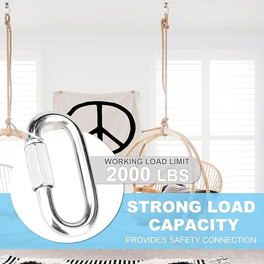 1Pcs 3.5 Inch 304(18-8) Heavy Duty Stainless Steel Screw Chain Quick Links, 2000 LBS Capacity Carabiner for Big Chain Connecting, Hammock Hanging, Hiking, Camping