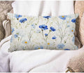 EKOBLA Watercolor Flowers Decorative Pillow Case Throw Pillow Covers Blue Cornflower Daisy Spring Linen Lumber Decorative Throw Cushion Cover Pillowcases for Bed Sofa Oblong Rectangle 12x20