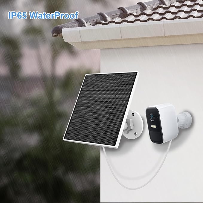 Solar Panel for Eufy Outdoor Camera, Camera Solar Panel Charger Compatible with Eufycam, Continuous Power Supply, 5W Solar Panel with 9.8ft Charging Cable, IP65 Waterproof, 2 Pack