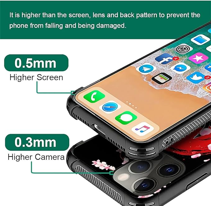for iPhone 11 Pro Max Case, Sakura Japanese Samurai Pattern Graphic Design Girl Boy Soft Silicone Hard Acrylic Shock Protection for iPhone 11 Pro Max