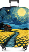 ANNA QUEEN Moonlit Field Luggage Cover, Dreamy Night Landscape Suitcase Protector for 32-34 Inch Travel Bags