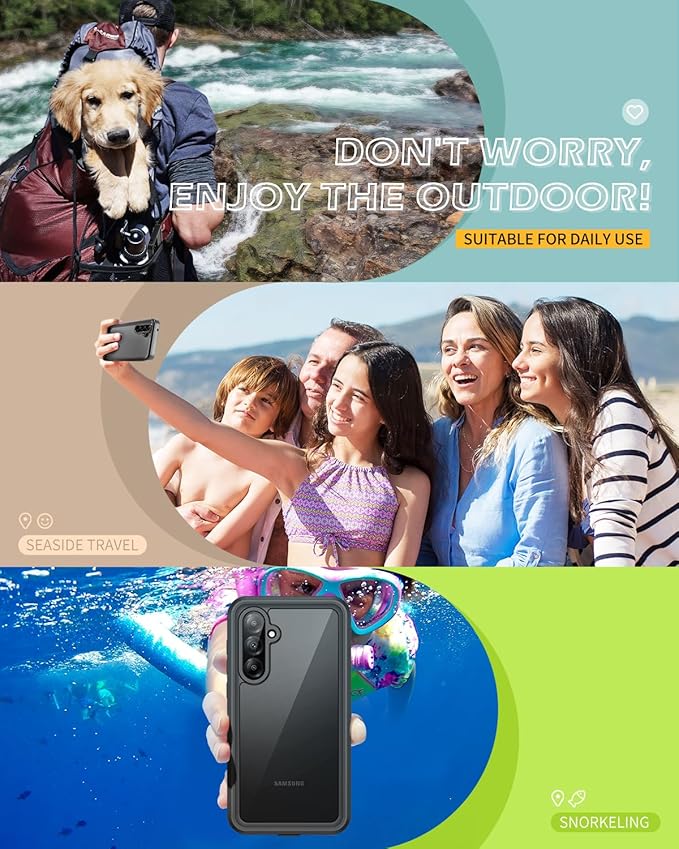Lanhiem for Samsung Galaxy A37 A36 Phone Case, IP68 Waterproof Dustproof, Built-in Screen Protector, Rugged Full Body Shockproof Protective Cover for Samsung A36 A37 5G 6.7", Black