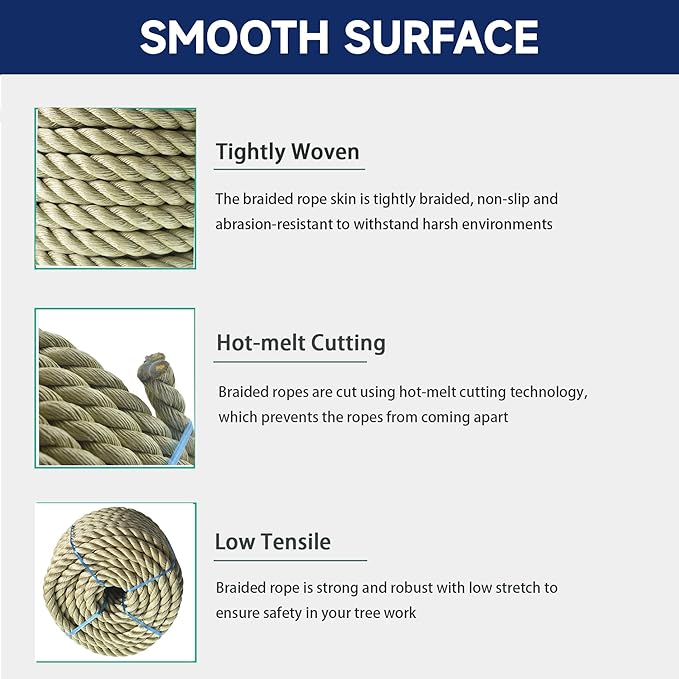 1 inch x 100 feet Twisted ProManila - UnManila Rope, Tan Twisted 3 Strand Polypropylene Rope Cordage for Marine, Nautical, DIY Projects, Tie Downs