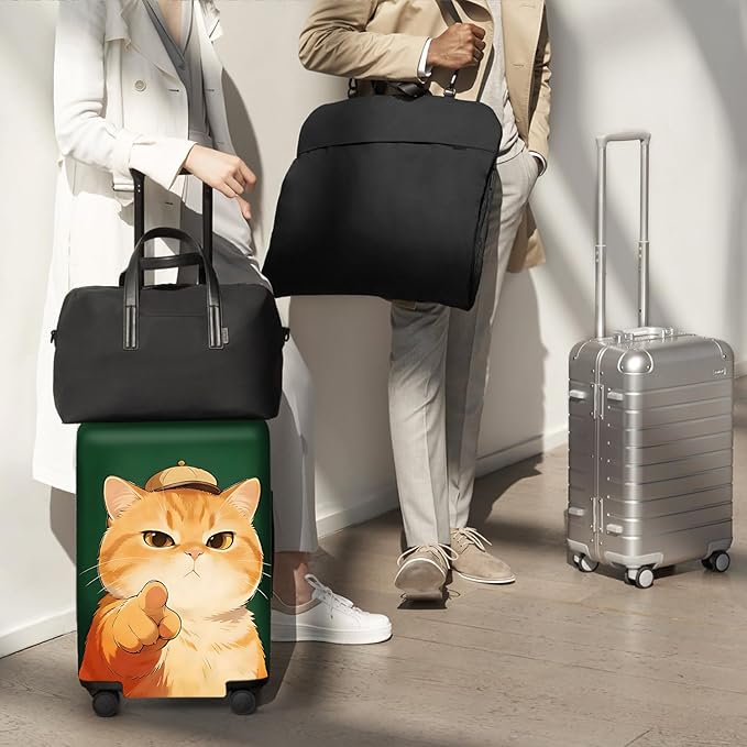 ANNA QUEEN Funny Cat Luggage Cover,Cute Cartoon Stretchable Suitcase Protector Sleeve,Fit for 32-34 Inch Checked Baggage,Water Resistant Durable Luggage Protector