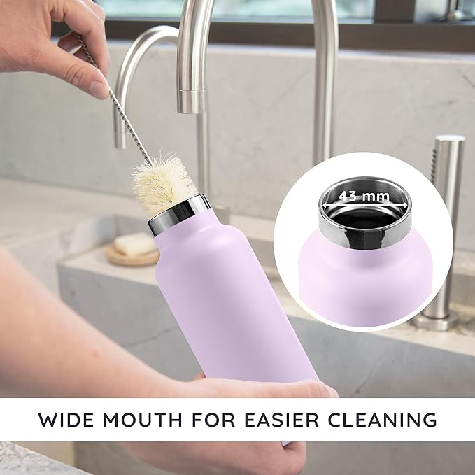 Bambaw Metal Water Bottle 24 oz, Insulated Stainless Steel Water Bottle for Hot & Cold Drinks, Made of High-Grade Stainless Steel, Rust-Resistant & Easy to Clean (Lavender Haze)
