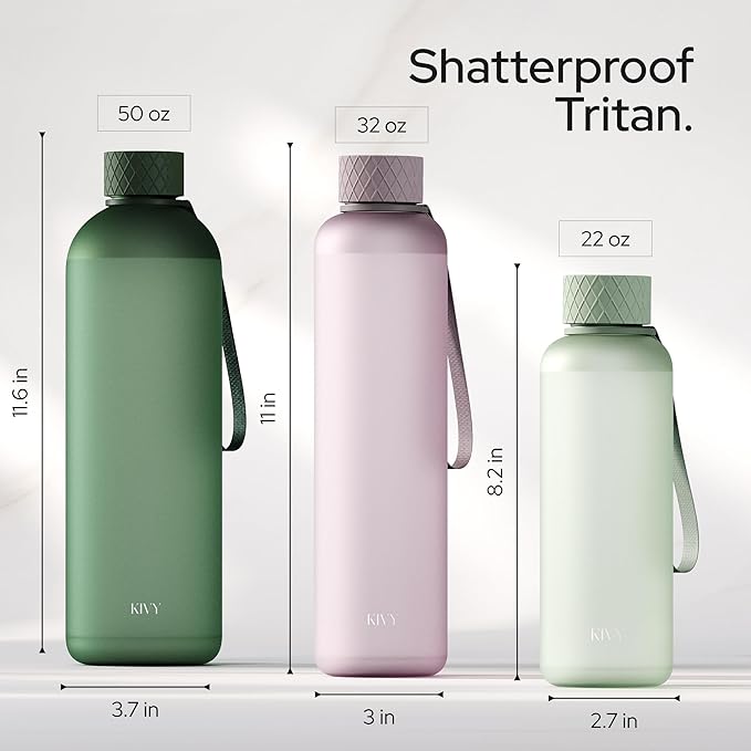 KIVY Large Water Bottle 50oz [Lightweight & Shatterproof] Fits Backpack & Cupholder for Travel, Sports, School - Clear water bottle no straw - 1.5 Liter water bottles - 50oz Water bottle