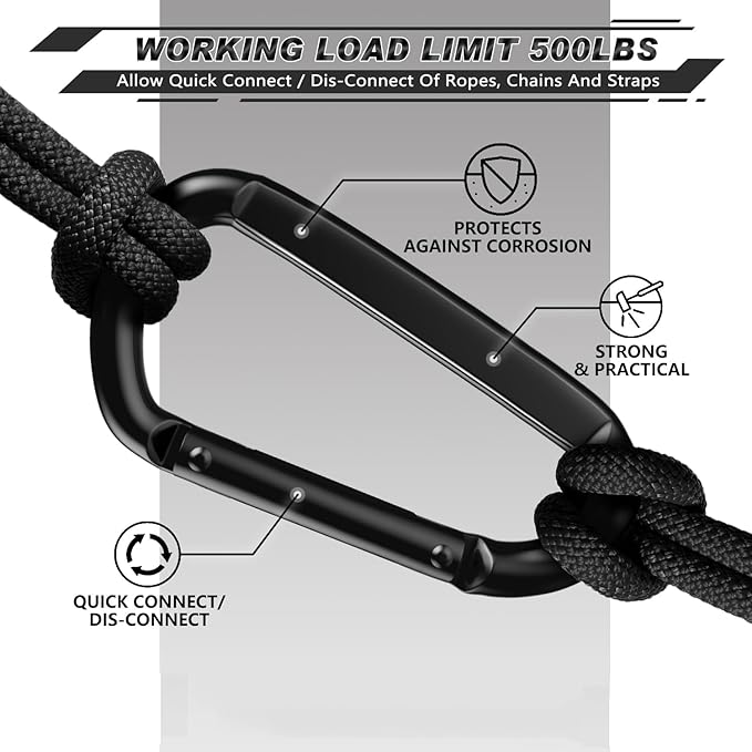 AUTMATCH Carabiner Clips, 3" Spring Snap Hook Caribeener Clips Buckle Heavy Duty Locking Carabiners Chain Quick Links, 4 Pack