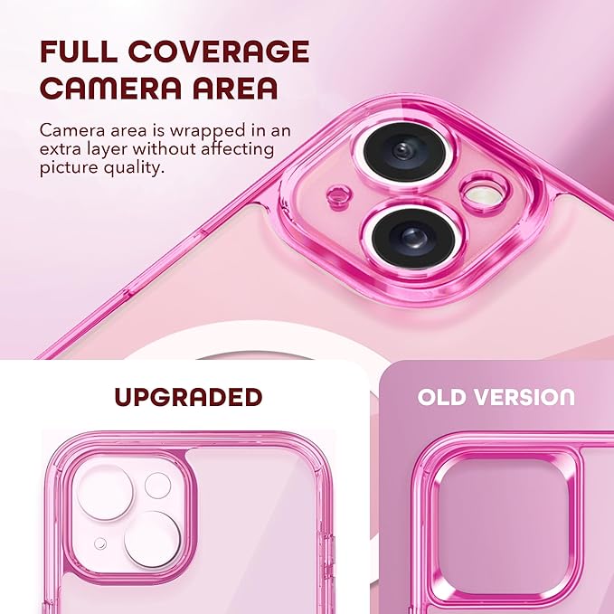 TIESZEN for iPhone 15 Case, Compatible with MagSafe, Built-in Privacy Screen Protector and Camera Protection, Anti Spy Full Body Dustproof Shockproof Hard Phone Case 6.1", Fluorescent Pink