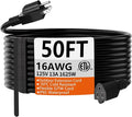 HUANCHAIN 50 FT 16 Gauge Black Indoor Outdoor Extension Cord Waterproof, Flexible Cold Weather 3 Prong Electric Cord Outside, 13A 1625W 125V 16AWG SJTW, ETL Listed