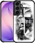 for Samsung Galaxy S26 Plus Case,Graphic Design for Girl Boy Soft Silicone Hard Acrylic Shock Protection Designed for Samsung Galaxy S26 Plus Lion Cross Jesus Christ Dove Pattern