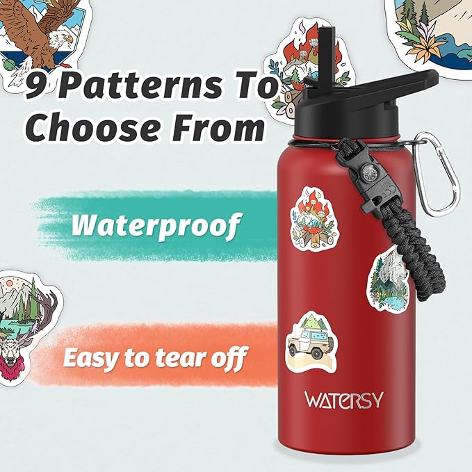 32oz Insulated Water Bottle (Cold for 48 Hrs),BPA Free&Leak Proof,Stainless Steel Water Flask,Water Jug with Straw Spout Lids for Gym,Hiking,Travel,Red