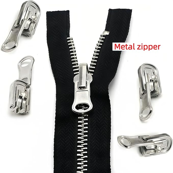 Universal Zipper Repair Kit - 3-Size Double-Sided Zipper Slider Zip Fixer Replacement for Quick Fix on Jackets, Luggage & Backpacks No-Sew Installation DIY Home & Outdoor Use
