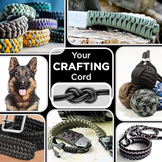 TECEUM 5/32" Paracord Rope 1000 – 1000ft / 200ft / 100ft / 50ft – Tactical Parachute Cord 4mm – 45+ Colors – Nylon String for Survival & Camping Gear – Stripe Cord for Survival – Utility Rope