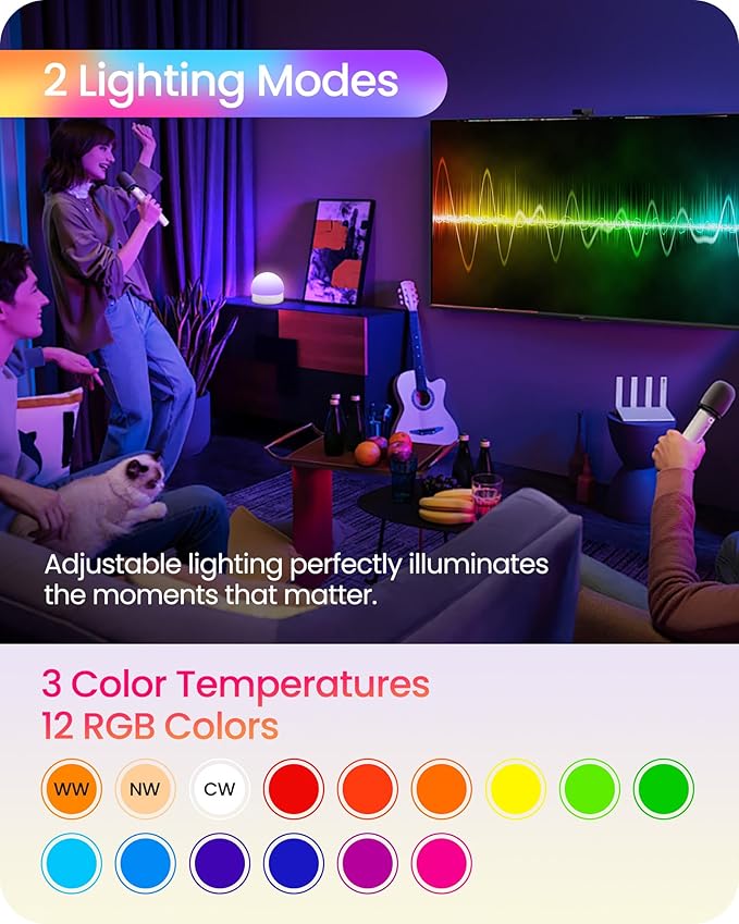 Rechargeable Light Bulbs with Remote Control, 4 Packs Battery Operated Light Bulbs, 3 Timer 15 Colors Selectable, Dimmable Wireless RGB LED Bulb for Wall Sconce, Non-Hardwired, R01YBP406