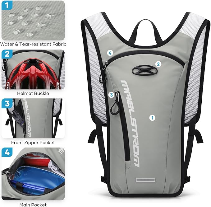 Maelstrom Hydration Backpack, Hiking Backpack with 2L Water Bladder, Running Hydration Vest for Cycling Hiking Rave for Men Women