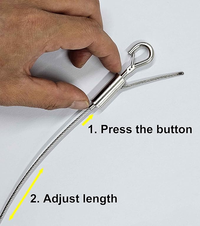 2 Sets Adjustable Hanging Wire Kit, Stainless Steel Multipurpose Suspension Wire Cable with Hook, Heavy Duty Anchor for Furniture, Light, Lamp, Picture, Mirror Secure to Wall or Ceiling, 20in