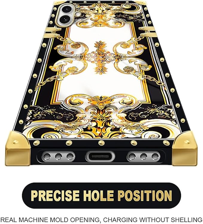 for iPhone 17 Case Luxury Golden Decoration for Girl Women Soft TPU Shockproof Protective Hard PC Back for iPhone 17 Crazy Pattern Gold Grain Flowers
