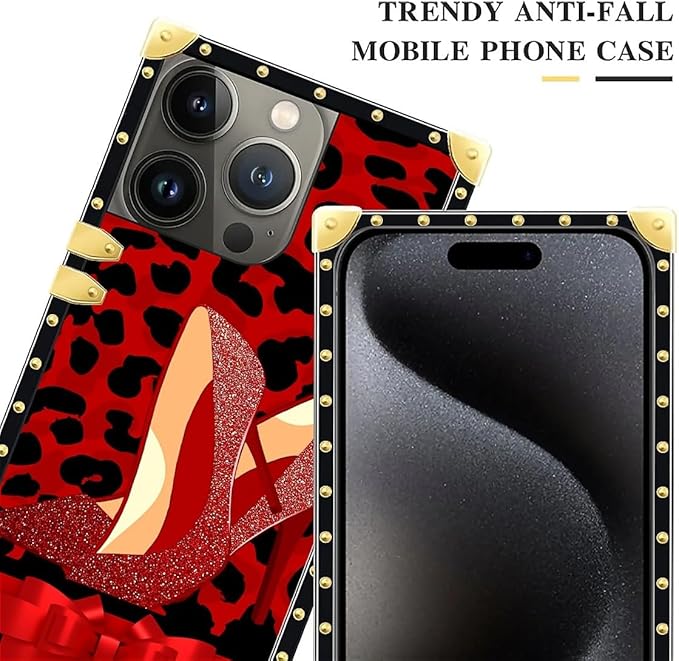 Compatible with iPhone 16 Pro Max Case, Elegant High Heels Luxury Golden Decoration for Girl Women Soft TPU Shockproof Protective Hard PC Back for iPhone 16 Pro Max