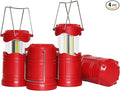 Lichamp LED Camping Lantern, 4 Pack Battery Powered Flashlight for Power Outages, Portable Collapsible Hanging Light Essential for Home, Outdoor, Emergency Lamp Survival Kit Gear for Hurricane, Red