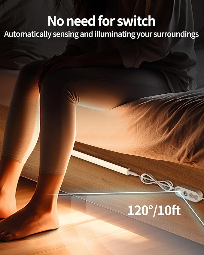 ASOKO Motion Sensor Dimmable Led Under Cabinet Lighting Plug in - 6 Pcs 12 inches Linkable Counter Light Bars, Led Closet Light Warm White