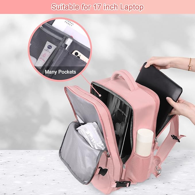 Sinaliy Large Travel Backpack for Women, 40L Carry On Backpack, 17 Inch Laptop Waterproof Backpack, College Bookbag, Backpack for Women, as Person Item Flight Approved