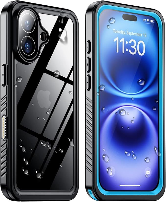 2025 New Designed for iPhone 16 Case Waterproof, [Built-in Screen Protector & Glass Camera Protector][Full Body Shockproof][IP68 Underwater][Dustproof][Dropproof] Phone Case for iPhone 16 6.1"