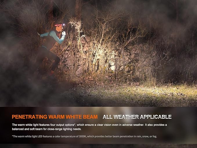 Fenix HM65R-T V2.0 Running Headlamp, 1600 Lumen White Light and Warm White Dual Beams, USB-C Rechargeable, Lightweight Long Runtime for Trail Running, with Organizer (Black)