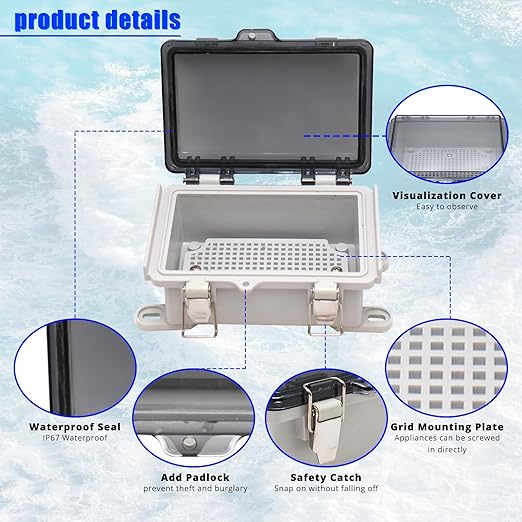 MAKERELE ABS Plastic Small Outdoor Waterproof Box Clear Hinged Shell Outdoor Universal Project Enclosure with Transparent Cover 5.9×3.9×2.8 inch(150×100×70mm)