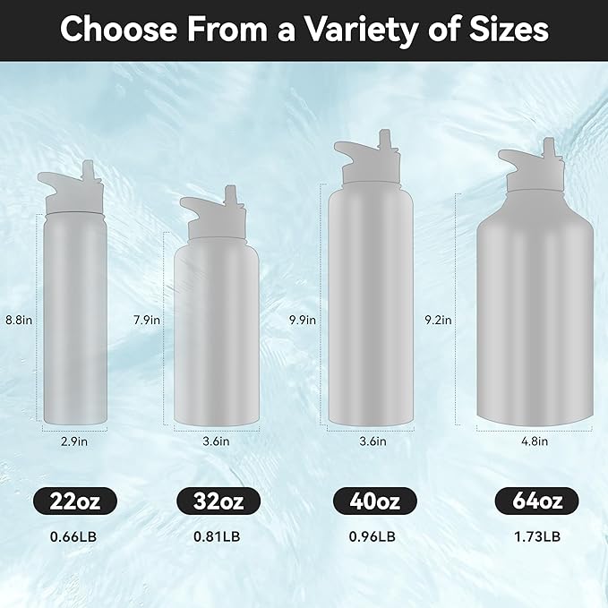 HASLE OUTFITTERS Half Gallon Insulated Water Bottles 64 oz, Stainless Steel Metal Water Jug with 2 Lids Keep Cold 48h/Hot 24h, Leak Proof & BPA-Free Water Flask Jug(Black Gray Gradient,1)