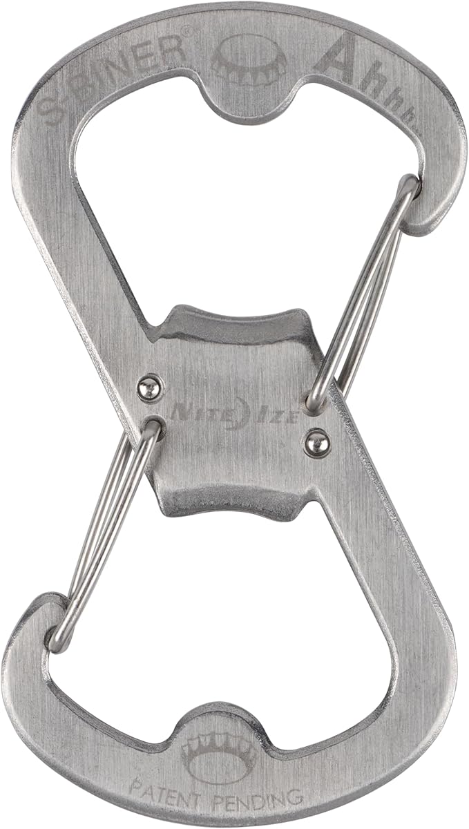Nite Ize Ahhh... Stainless Bottle Opener - Keychain with S-Biner Functionality - Heavy-Duty Dual Bottle Opener Carabiner - Keychain Accessories - Stainless Steel, 4 Count (4 Pack)