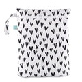 Bumkins Waterproof Wet Dry Bag for Baby, Travel, Swim Suit, Cloth Diapers, Pump Parts, Pool, Beach, Gym Clothes, Toiletry, Hook to Stroller, Daycare, Zipper Reusable Wetdry Packing Pouch, Black Hearts