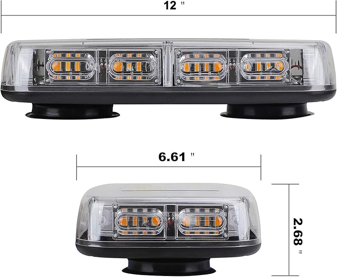 ASPL [Upgraded 5] 48LED Roof Top Strobe Lights, High Visibility Emergency Safety Warning LED Mini Strobe Light bar with Magnetic Base for 12-24V Snow Plow, Trucks, Construction Vehicles (Amber)