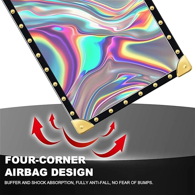 Compatible with iPhone 13 Pro Max Case, Holographic Abstract Iridescent Textures Luxury Golden Decoration for Girl Women Soft TPU Shockproof Protective Hard PC Back