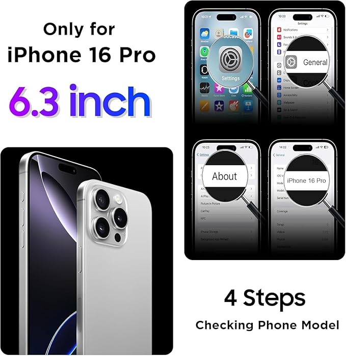 Temdan Waterproof Compatible with Phone Pro Case 6.3 inch 2024-Black/Clear