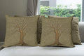 Ambesonne Tree Throw Pillow Cushion Case Pack of 4, Illustration of a Big Tree on Antique Old Paper Vintage Style Artwork Design Print, Modern Accent Double-Sided Digital Printing, 16", Pale Green