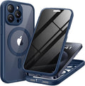 TIESZEN for iPhone 15 Pro Case, Compatible with MagSafe, Built-in Privacy Screen Protector and Camera Protection, Anti Spy Full Body Dustproof Shockproof Hard Phone Case 6.1", Dark Blue
