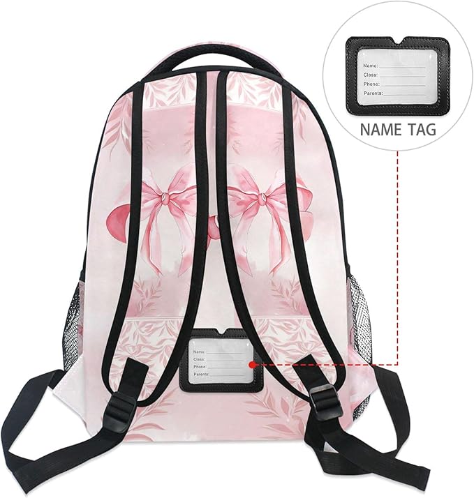 Wamika Pink Bow Girls Backpack Cowgirl Boots School Backpack Boy Kid Preschool Book Bag