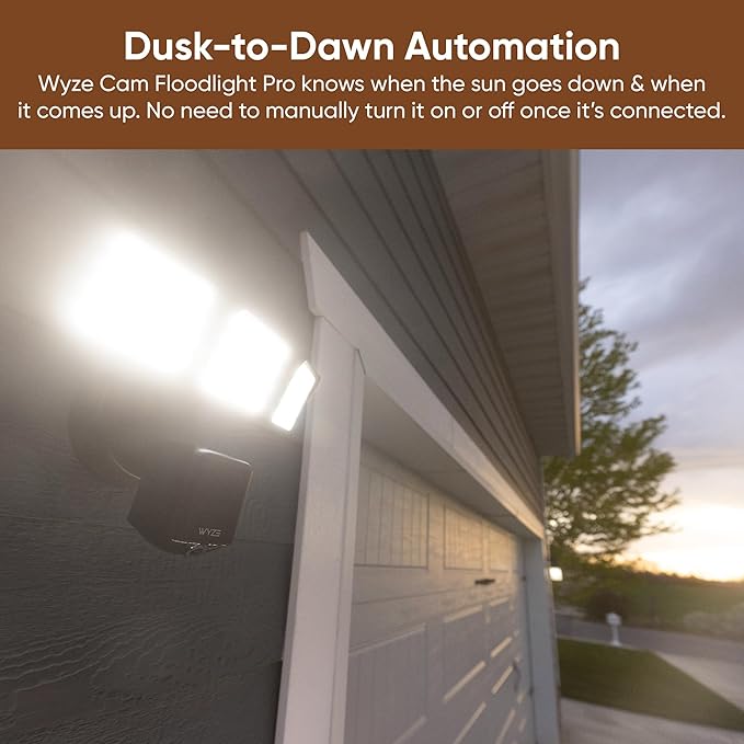 WYZE Floodlight Camera Pro, PCMag Editors' Choice 3000-Lumen LEDs, 2.5K HD Outdoor Security Camera, 180° Wide View, Motion Detection, Color Night Vision, Works with Alexa & Google, Free Expert Setup