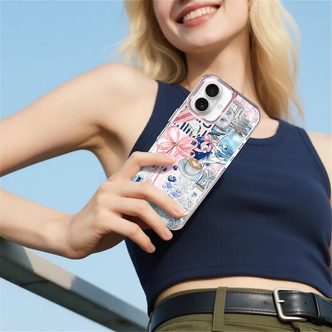 Case for iPhone 16,[Compatible with MagSafe],Pink Bow Girly Coquette Collage Phone Case Design，for Women Girls Magnetic Clear Cover - Slim, Sleek, & Shockproof Protection