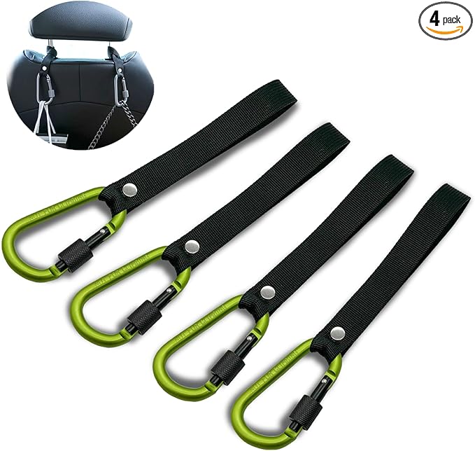 Headrest Hooks for Car - Backseat Hanger Hook for Your Purse, Bags, Umbrellas, Clothes, Water Bottle, Keys Interior Car Seat Organizer, Multi-Purpose Hanging Organizers/Storage Hooks (Green)