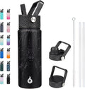 BJPKPK Insulated Water Bottles with Straw Lid, 22oz Cold & Hot Thermo, Stainless Steel Metal Water Bottle with 3 Lids, Reusable Thermo, Cups, Mugs for Daily Use-Midnight