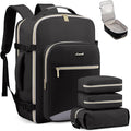 LOVEVOOK Travel Backpack for Women & Men 50L,Airline Approved Carry On Backpack Travel Essentials,TSA Carry on Luggage,Waterproof Personal Item Travel Bag,Suitcase with 3 Packing Cubes,Black-Grey