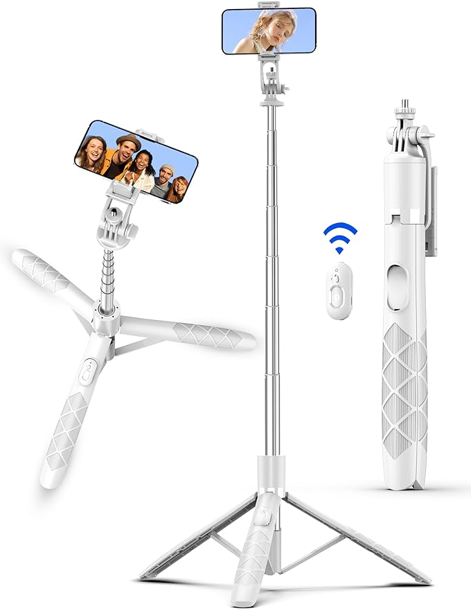 71" Selfie Stick, Smartphone Tripod Stand All-in-1 with Remote, Travel Tripod for iPhone, Extendable Cell Phone Tripods for Selfie/Video Recording/Photo/Live Stream/Vlog