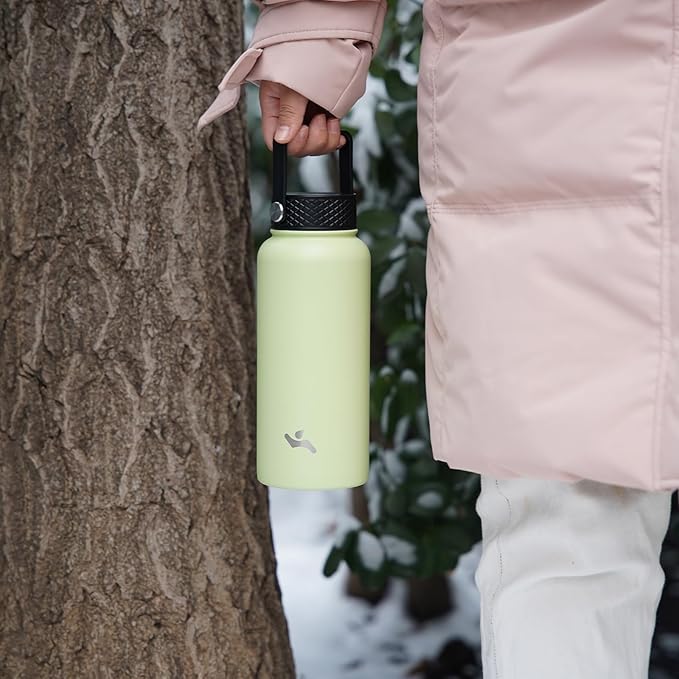 Konokyo Insulated Water Bottle 24oz Stainless Steel Sport Bottles with 3 Lids,Bamboo Grove